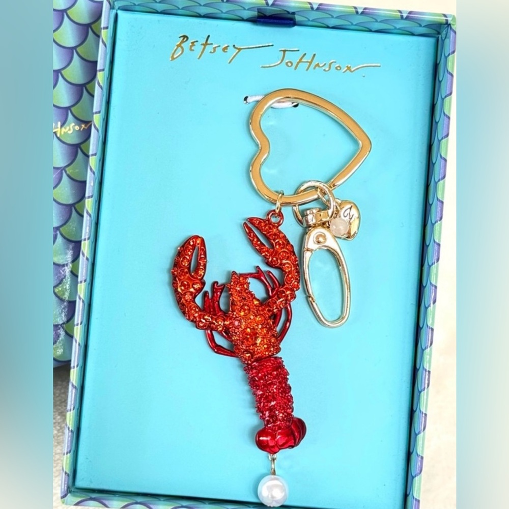 BETSEY JOHNSON Crystal Lobster Key Fob Bag Charm